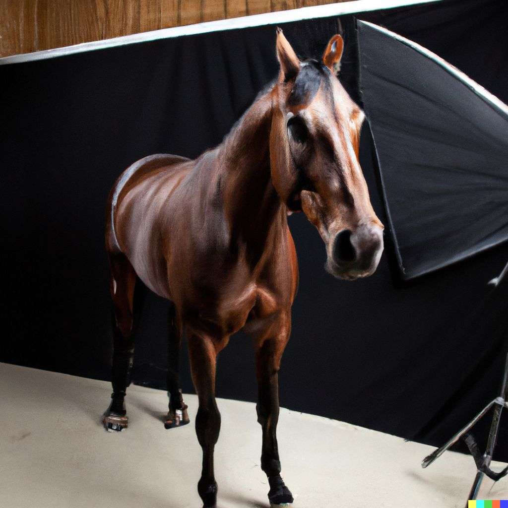 a horse in a professional photography studio
